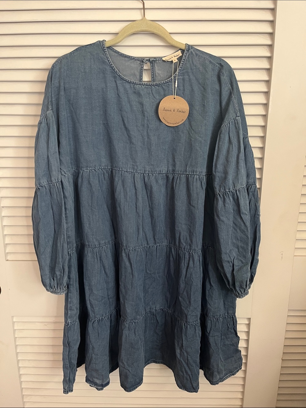 New woman’s Blue Denim Tiered Dress